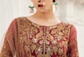 Chiffon suit with heavy net embroidery Dupatta