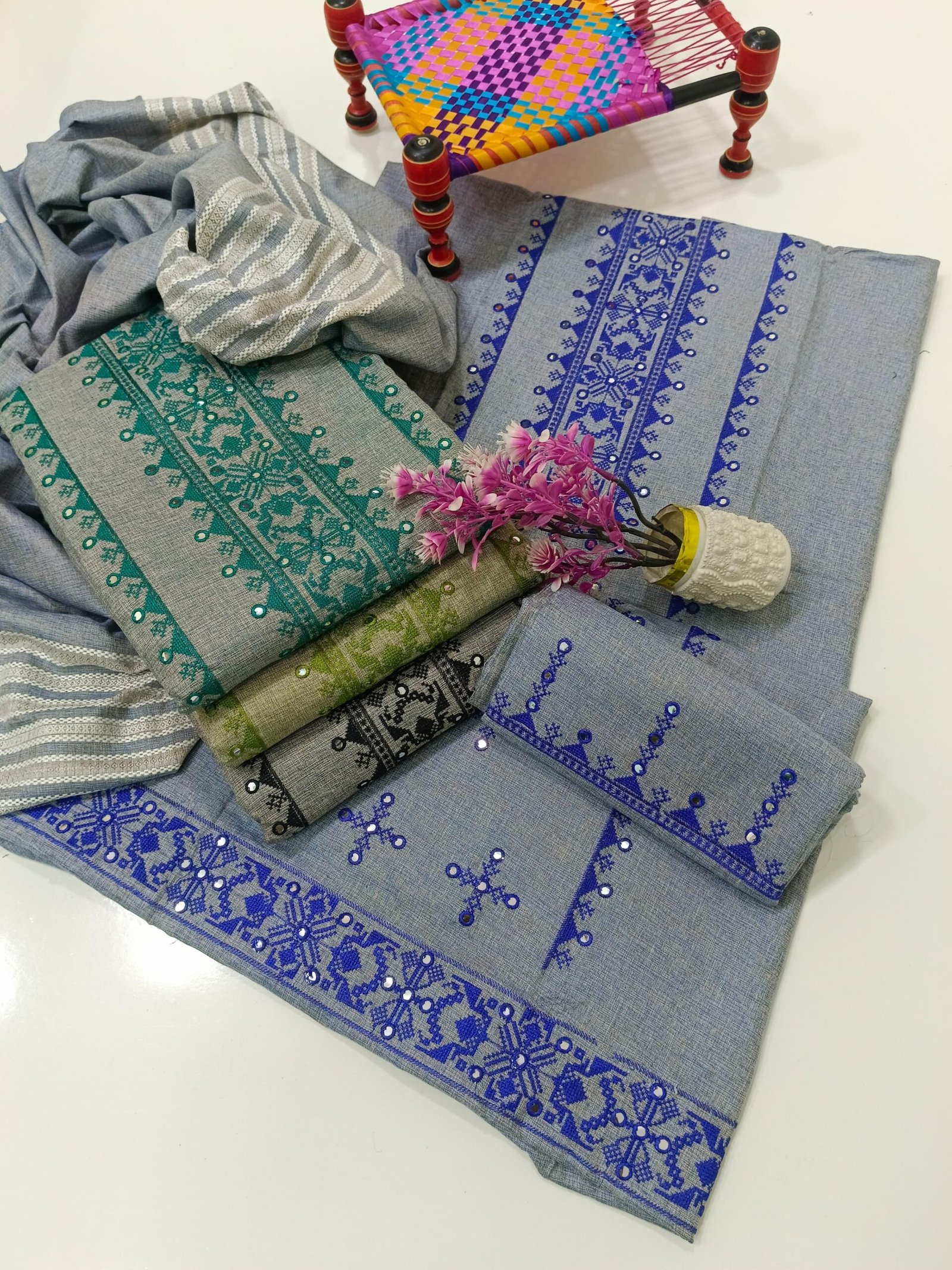 Sussi Sequence Embroidery Work 3 Pc Dresses Along with Shawl Dupatta*