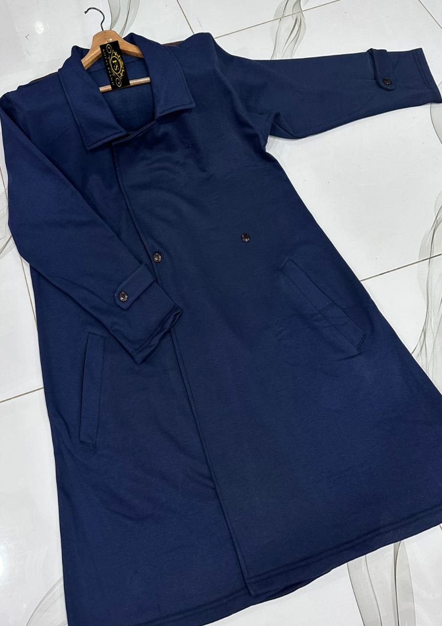 Both Sided Pockets With Long Sleeves Kaaj Buttons Fleece Women Coat