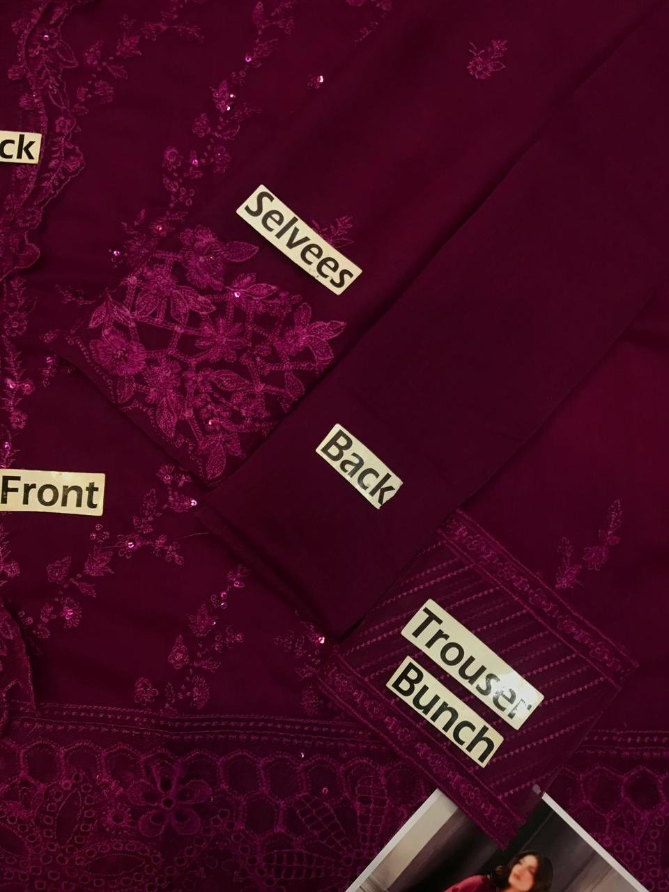 BRAND:AZURE CHIFFON(3PEC-UNSTICHED)*