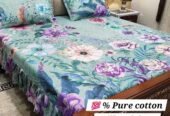 3 piece stiched 2 sided frill bedsheets*
