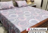 3 piece stiched 2 sided frill bedsheets*