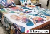 3 piece stiched 2 sided frill bedsheets*