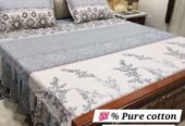 3 piece stiched 2 sided frill bedsheets*