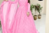 Front And Back Pearls With Lace Work Long Flare Maxi With dupatta 3pcs