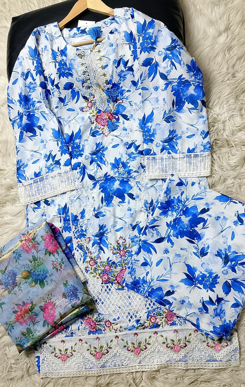 PURE VISCOSE PRINTED/ EMBROIDERY 3PC COLLECTION*