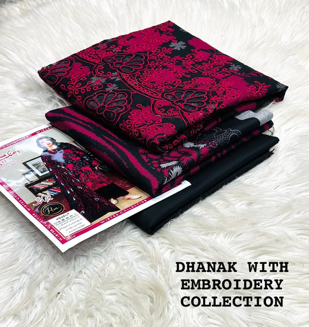 DHANAK 3PIECE PRINTED WITH EMBROIDERY COLLECTION*