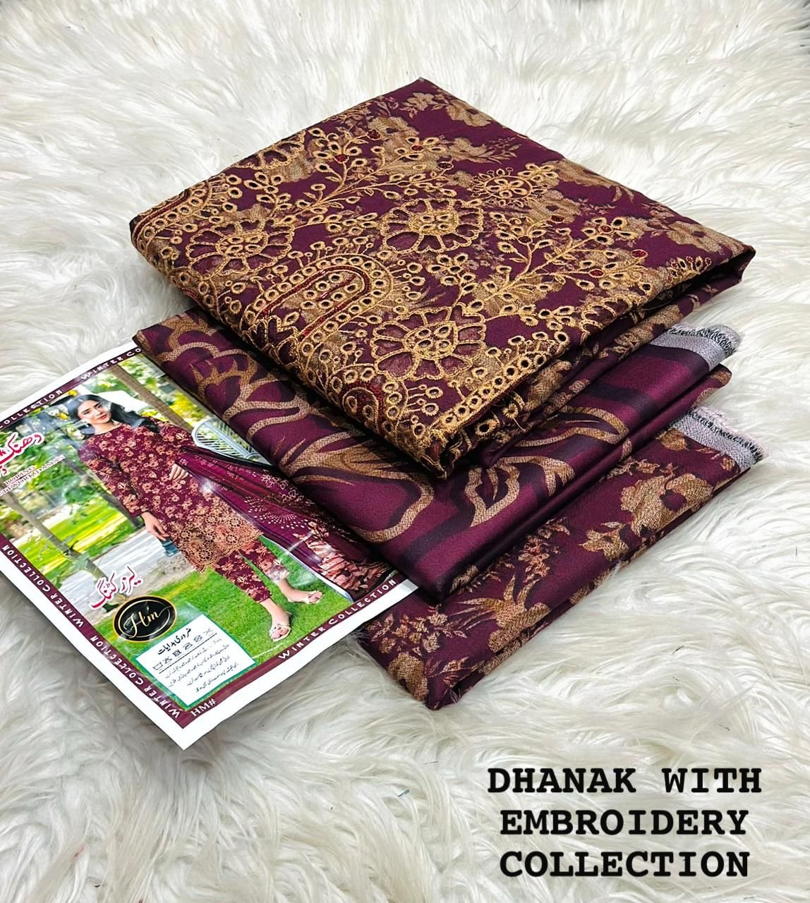 DHANAK 3PIECE PRINTED WITH EMBROIDERY COLLECTION*