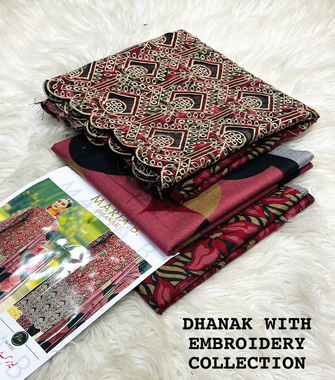 DHANAK 3PIECE PRINTED WITH EMBROIDERY COLLECTION*