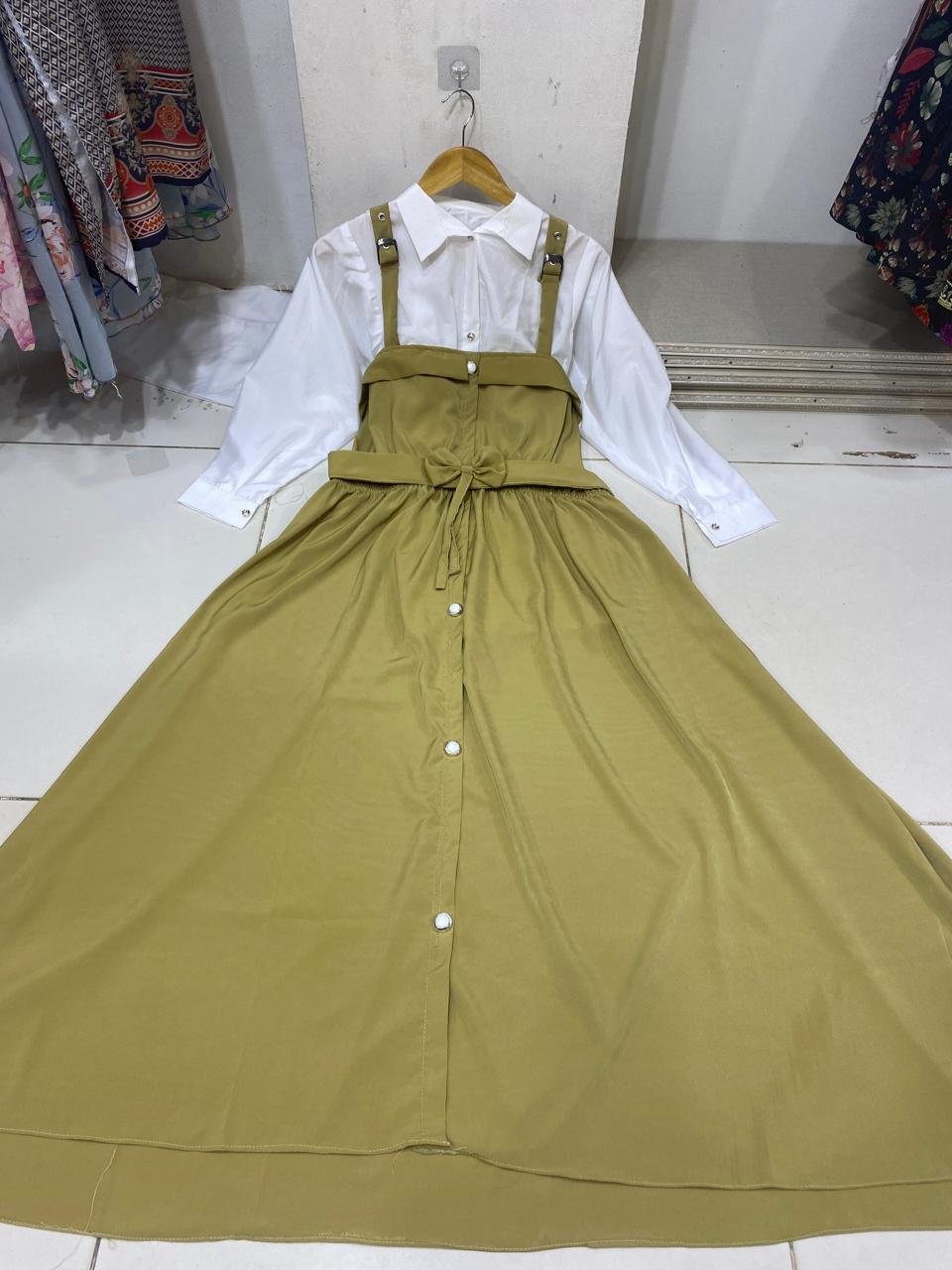 Imported plane Romper Maxi With Imported Plain Front open Shirt (white Color)