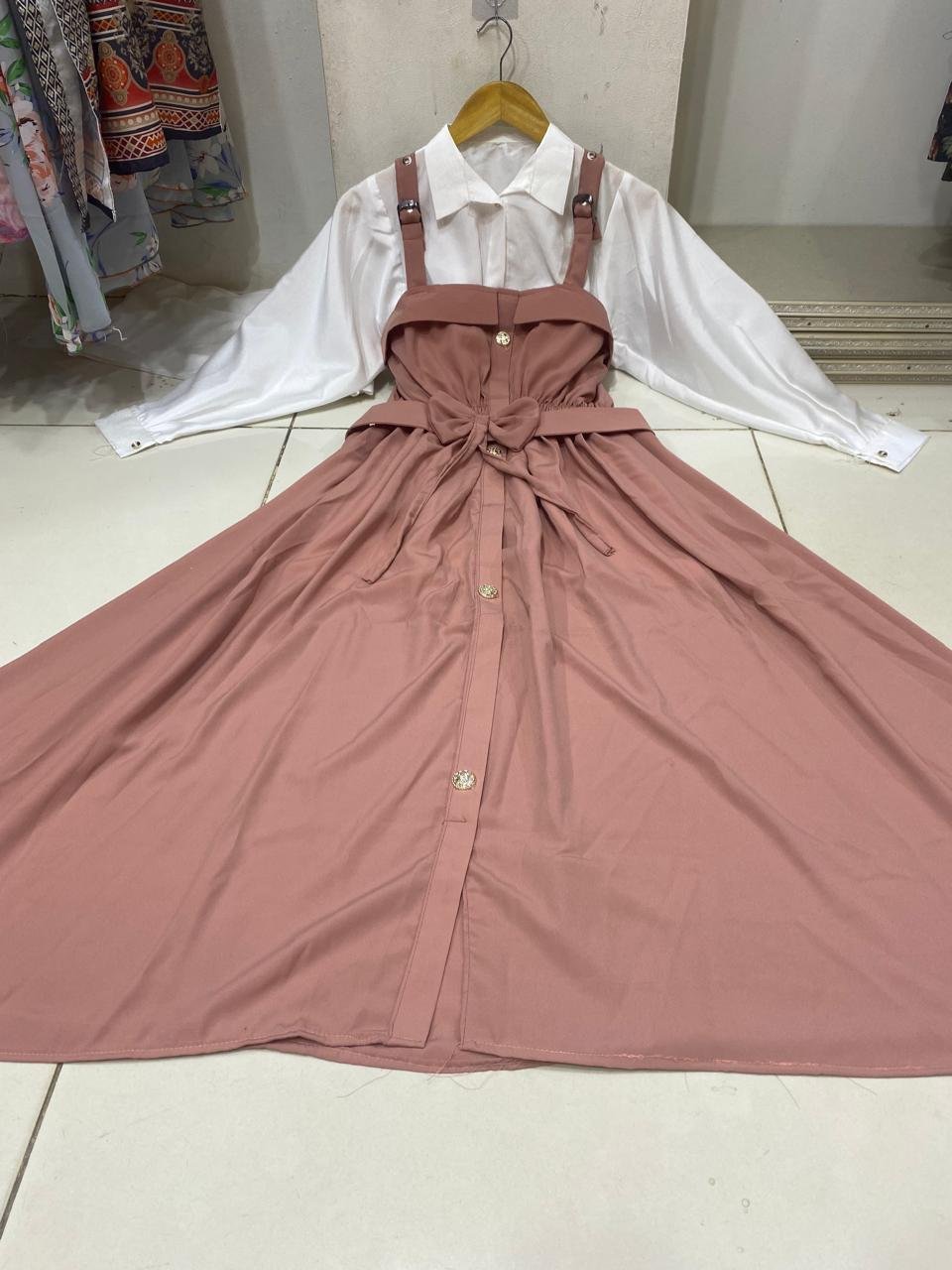 Imported plane Romper Maxi With Imported Plain Front open Shirt (white Color)