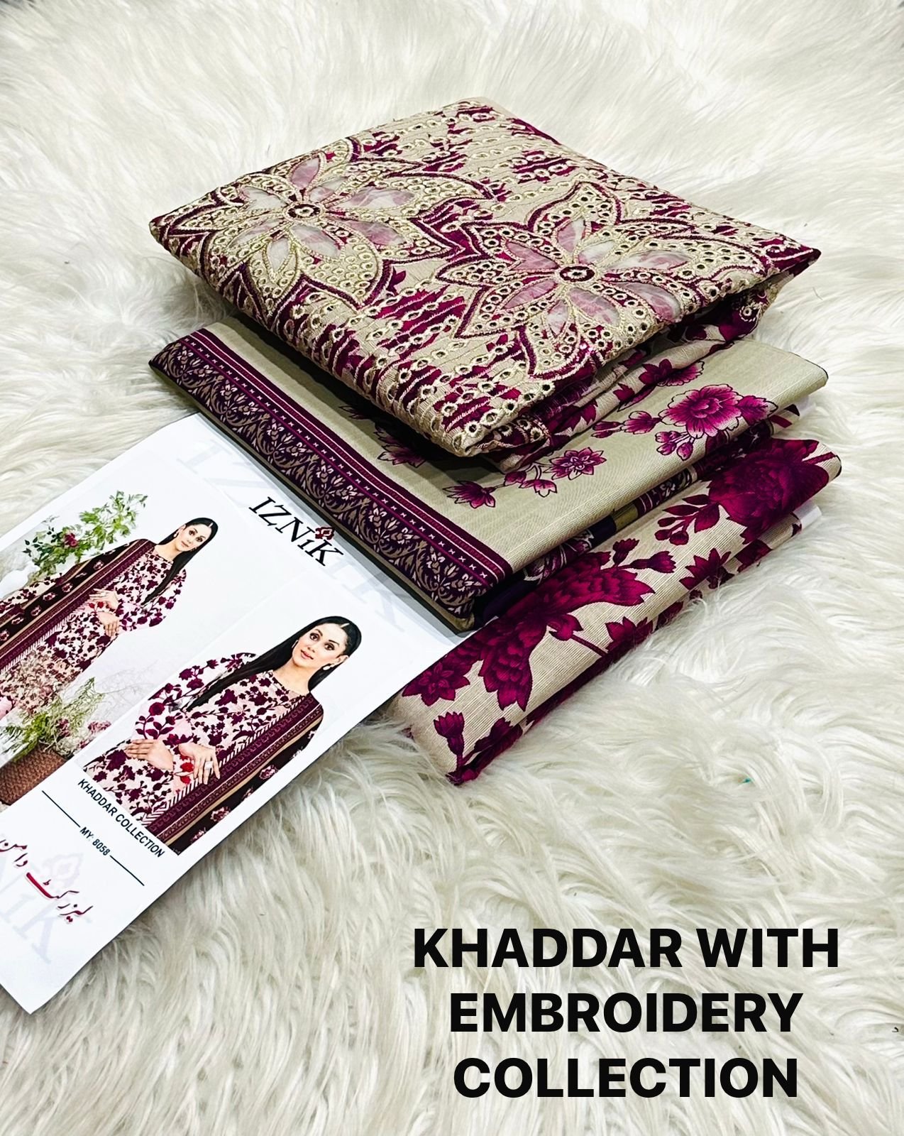 KHADAR 3PIECE PRINTED WITH EMBROIDERY COLLECTION*