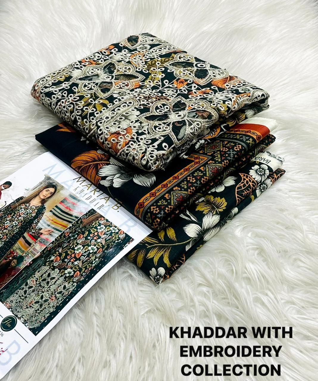 KHADAR 3PIECE PRINTED WITH EMBROIDERY COLLECTION*