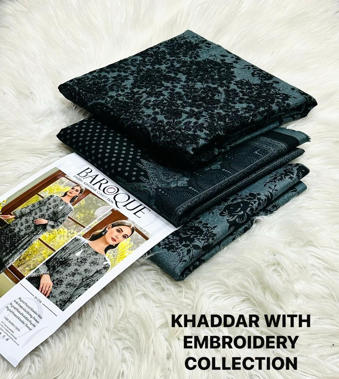 KHADAR 3PIECE PRINTED WITH EMBROIDERY COLLECTION*