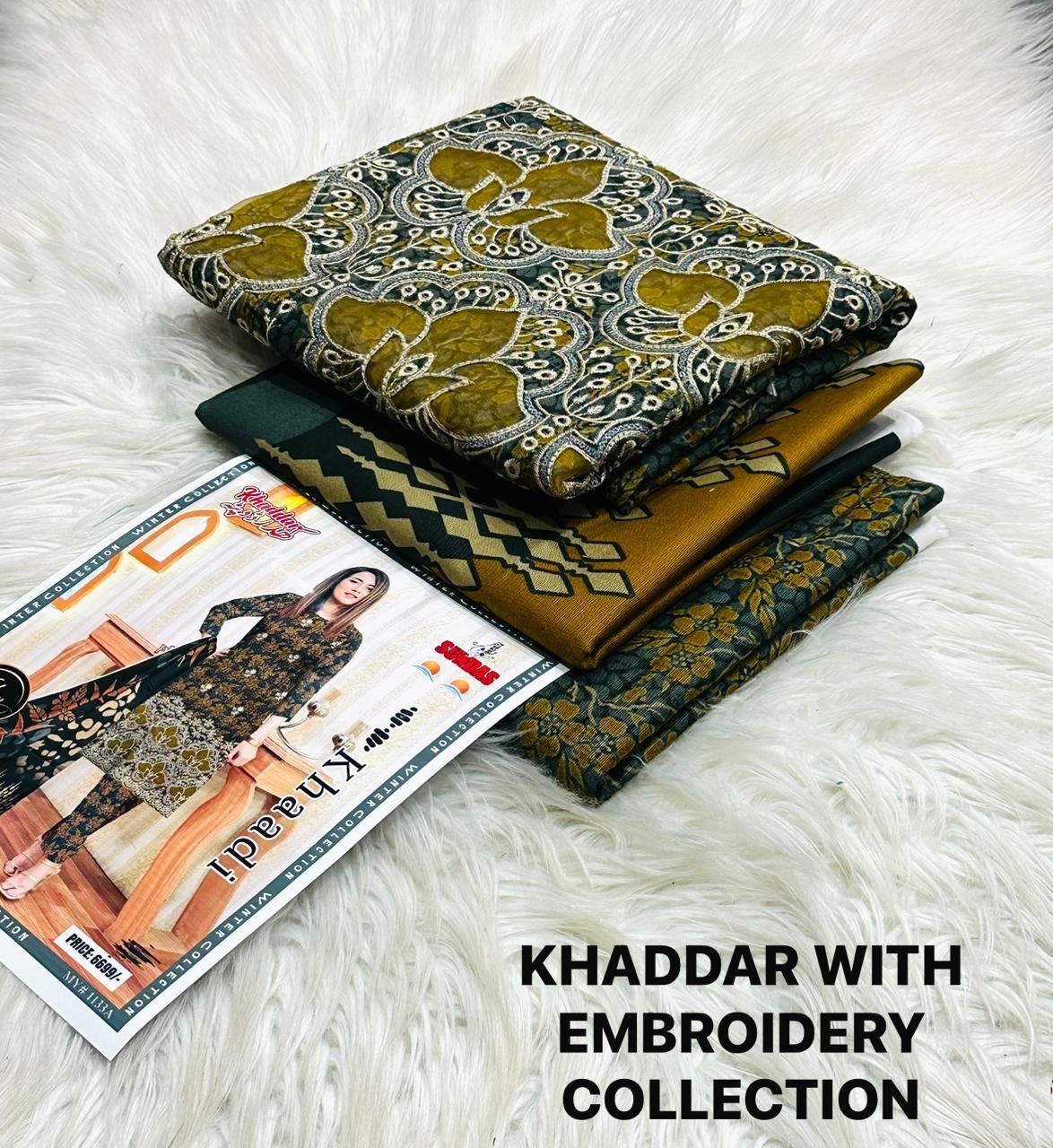 KHADAR 3PIECE PRINTED WITH EMBROIDERY COLLECTION*
